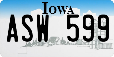 IA license plate ASW599