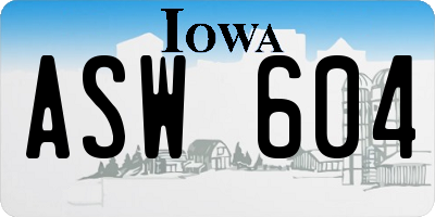 IA license plate ASW604
