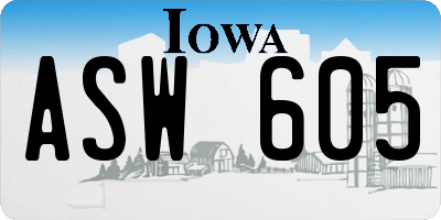 IA license plate ASW605