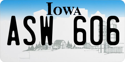 IA license plate ASW606