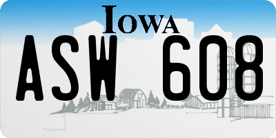 IA license plate ASW608