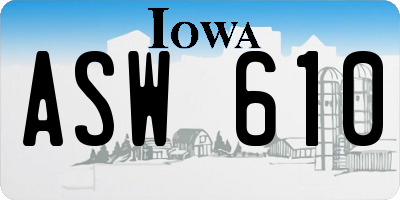 IA license plate ASW610