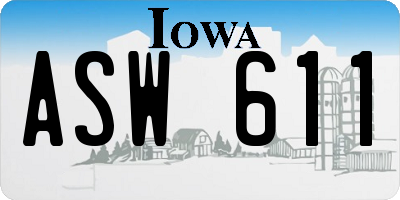 IA license plate ASW611