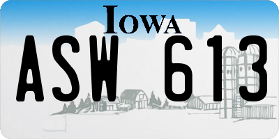 IA license plate ASW613