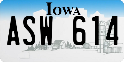 IA license plate ASW614