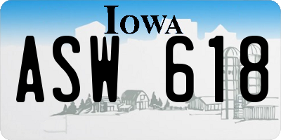 IA license plate ASW618
