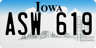 IA license plate ASW619