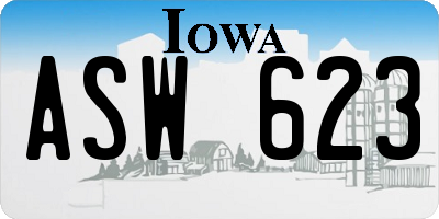 IA license plate ASW623