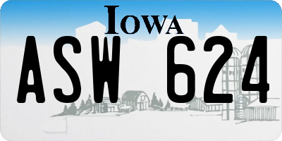IA license plate ASW624