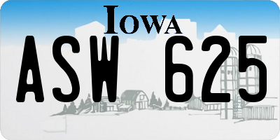 IA license plate ASW625