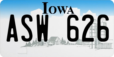 IA license plate ASW626