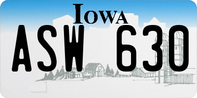 IA license plate ASW630