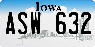 IA license plate ASW632