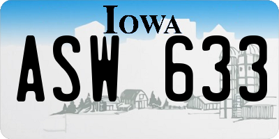IA license plate ASW633