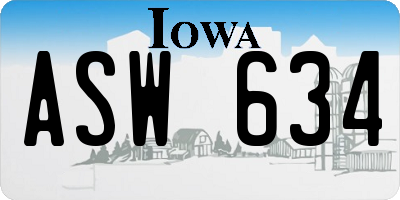 IA license plate ASW634