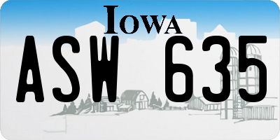 IA license plate ASW635