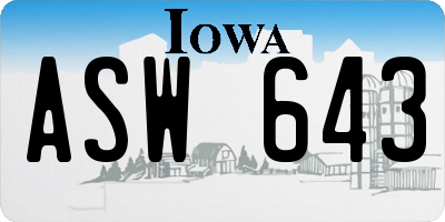 IA license plate ASW643