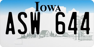 IA license plate ASW644