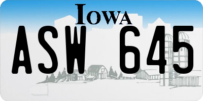 IA license plate ASW645