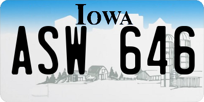 IA license plate ASW646