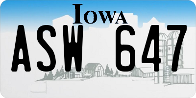 IA license plate ASW647