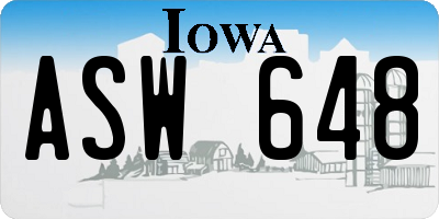 IA license plate ASW648
