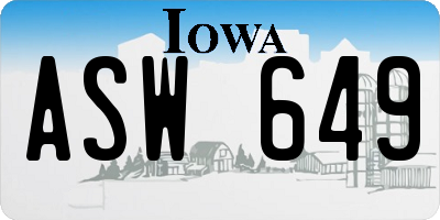 IA license plate ASW649