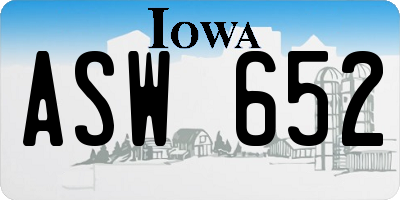 IA license plate ASW652