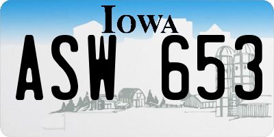 IA license plate ASW653