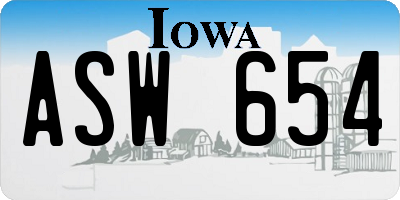 IA license plate ASW654