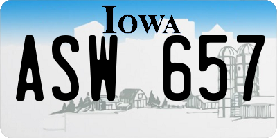 IA license plate ASW657