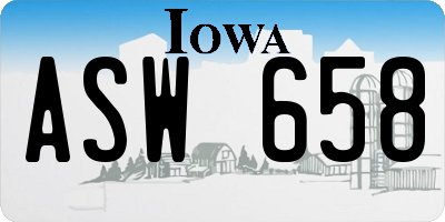 IA license plate ASW658