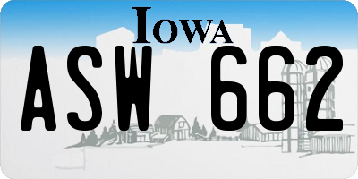 IA license plate ASW662