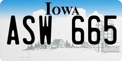 IA license plate ASW665