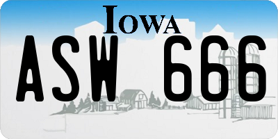 IA license plate ASW666