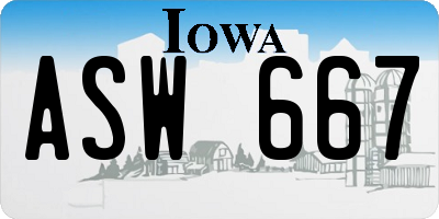 IA license plate ASW667