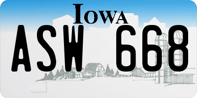IA license plate ASW668