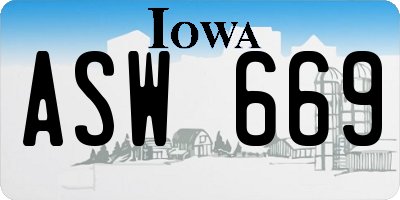 IA license plate ASW669