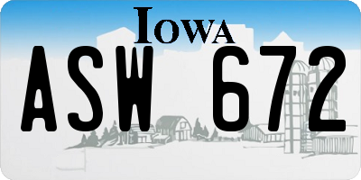 IA license plate ASW672