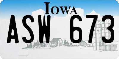 IA license plate ASW673