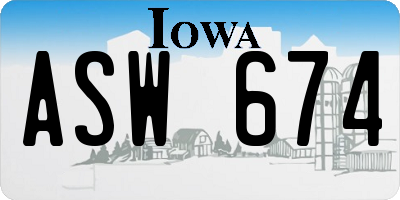 IA license plate ASW674