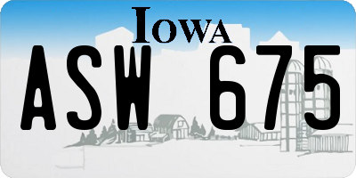 IA license plate ASW675