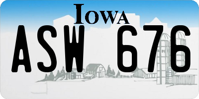 IA license plate ASW676