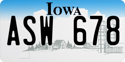 IA license plate ASW678
