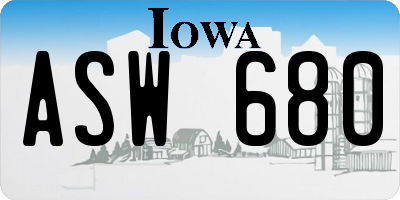 IA license plate ASW680