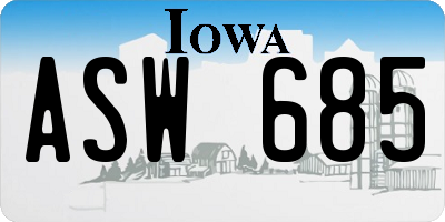 IA license plate ASW685