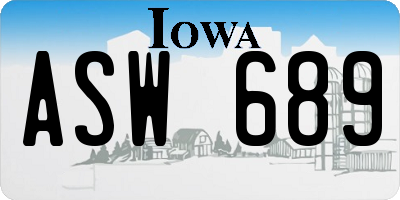 IA license plate ASW689