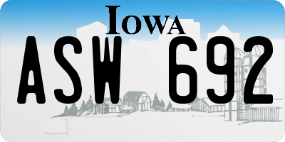 IA license plate ASW692