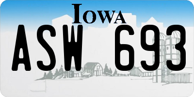 IA license plate ASW693