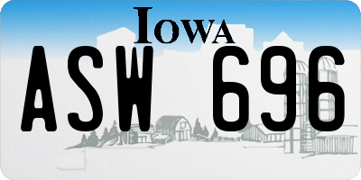 IA license plate ASW696